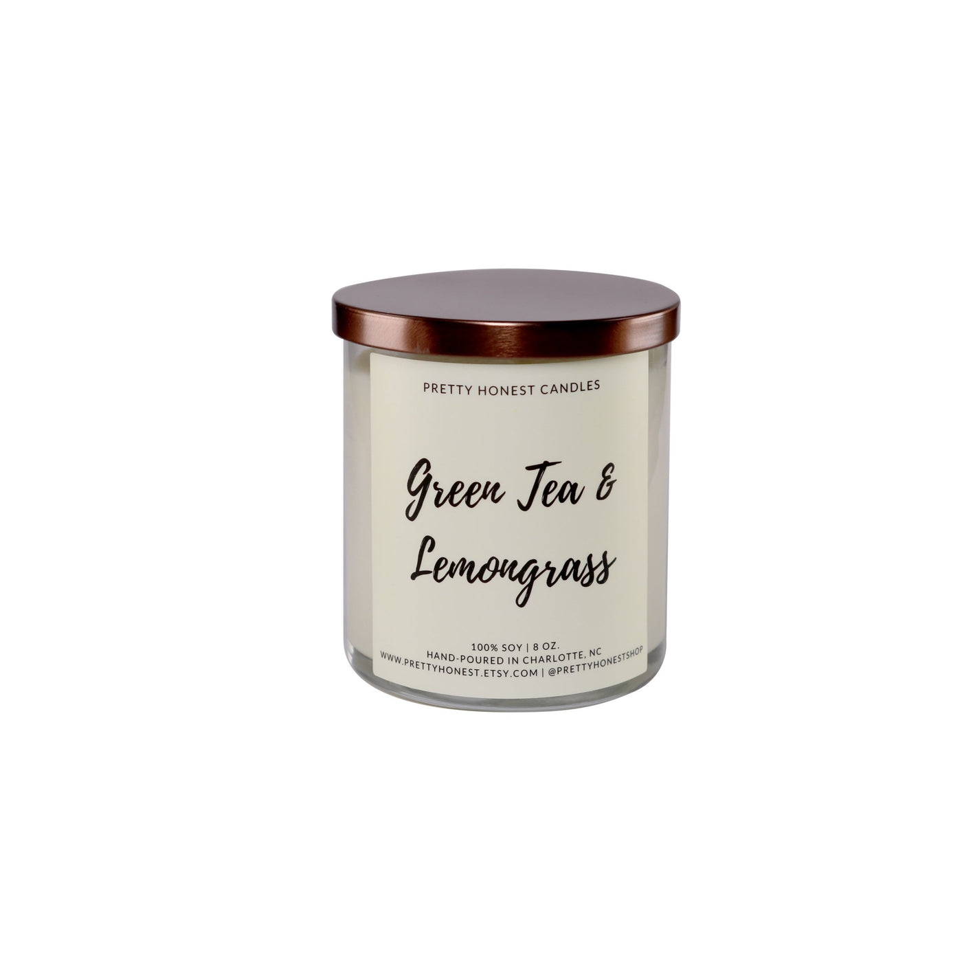 Green Tea & Lemongrass Soy Candle - Pretty Honest Candles