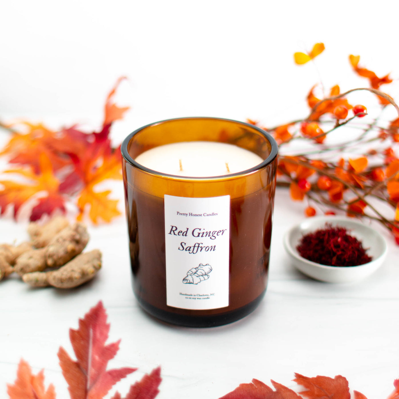 Red Ginger Saffron Double Wick Soy Candle