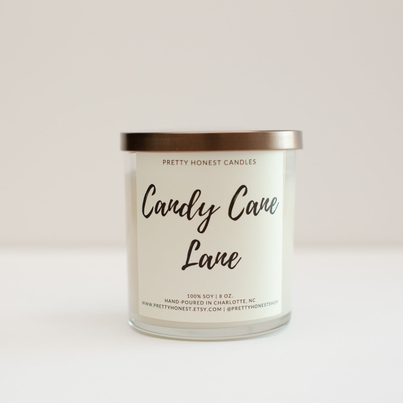 Candy Cane Lane Soy Candle - Pretty Honest Candles