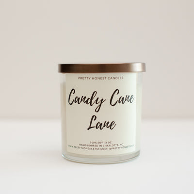 Candy Cane Lane Soy Candle - Pretty Honest Candles