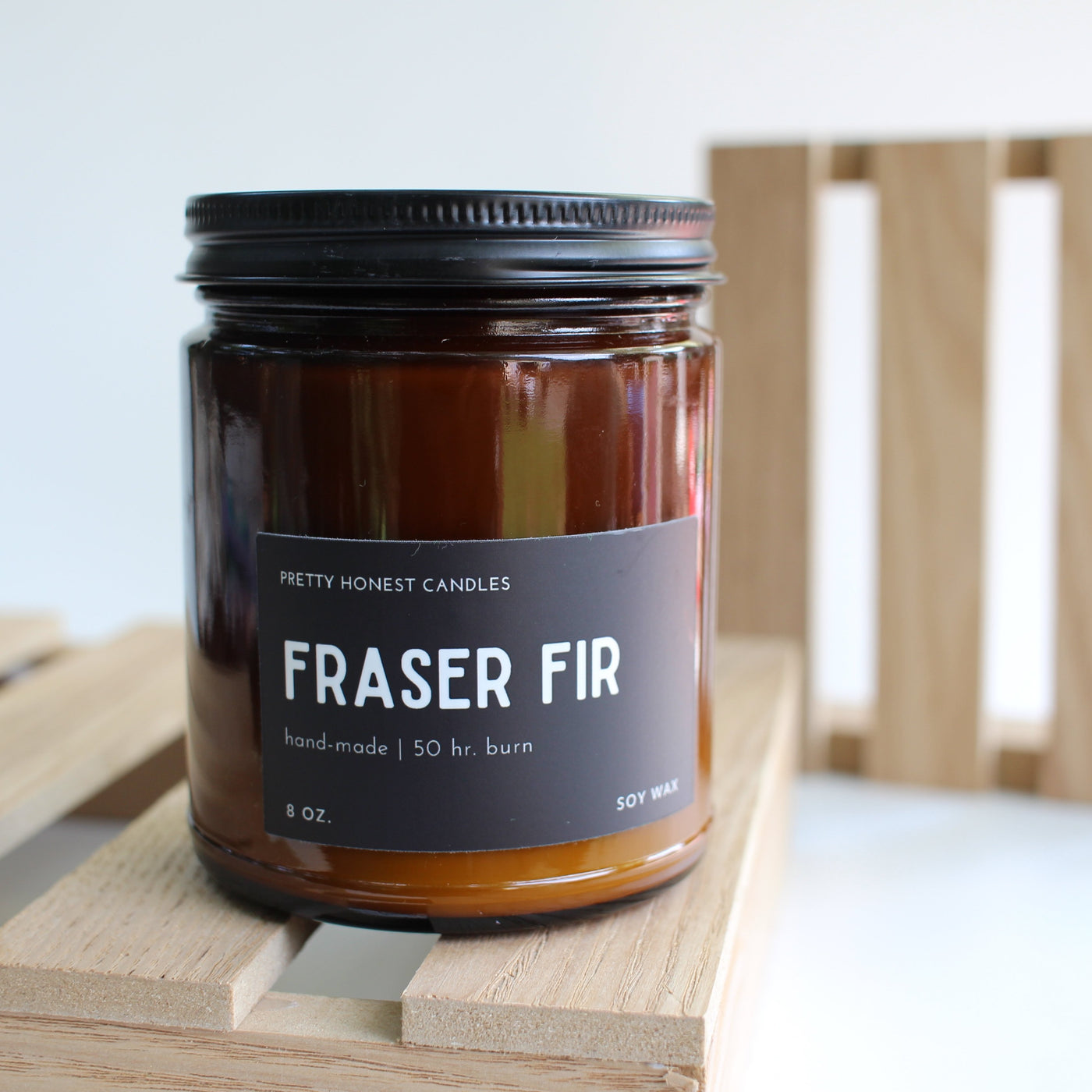 Fraser Fir Soy Candle - Amber Collection - Pretty Honest Candles