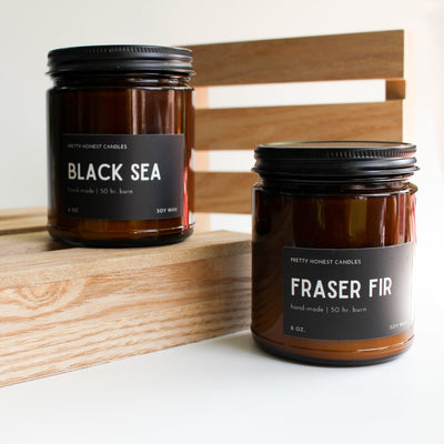 Fraser Fir Soy Candle - Amber Collection - Pretty Honest Candles