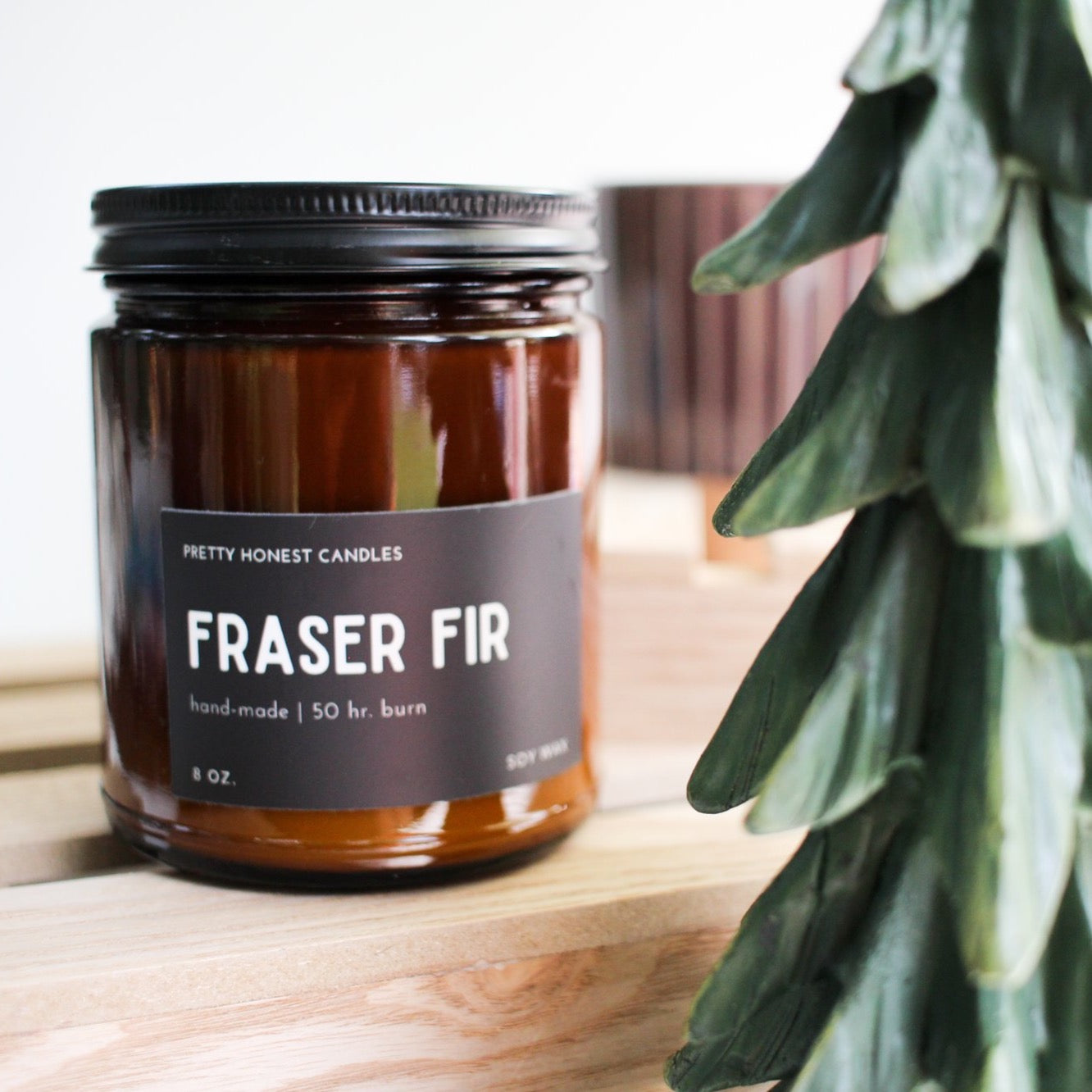 Fraser Fir Soy Candle - Amber Collection - Pretty Honest Candles